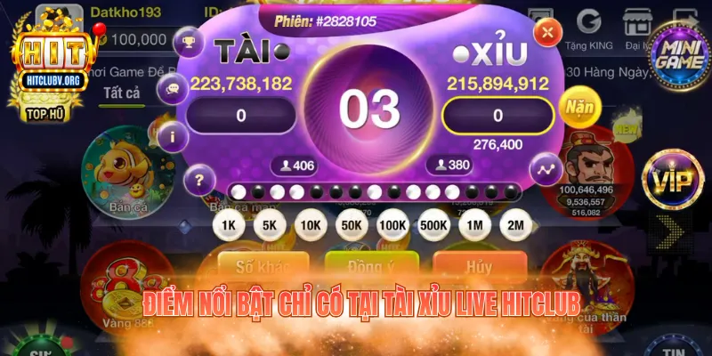 Điểm nổi bật chỉ có tại tài xỉu live hấp dẫn